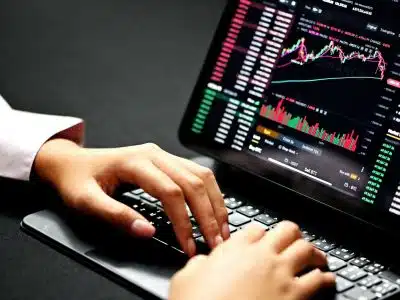 person using black laptop computer