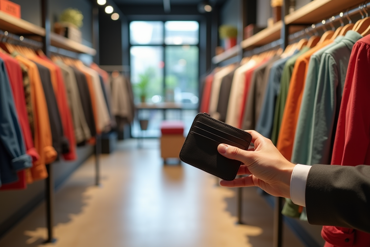 Intérieur d une boutique de vêtements colorés et bien rangés
