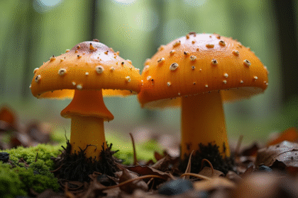 Champignons sauvages forêt avec chanterelle et fausse chanterelle