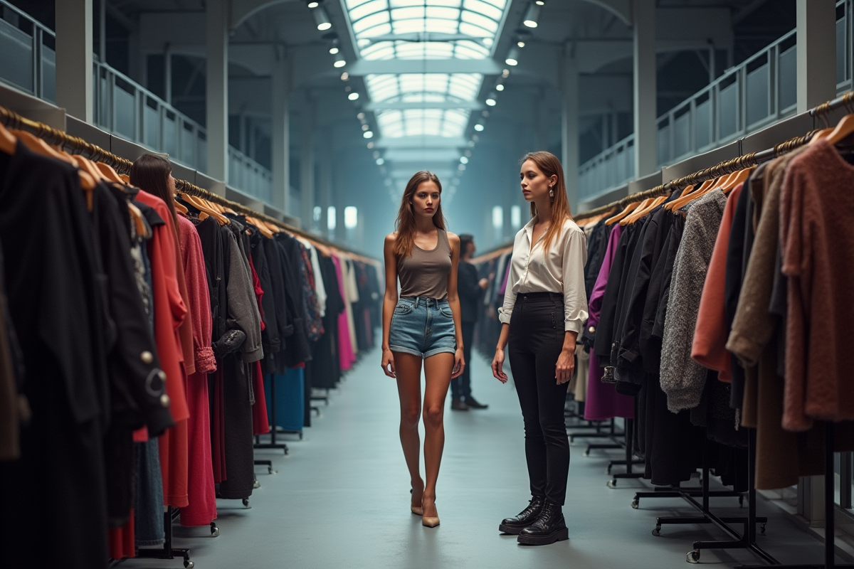 Coulisses d un défilé de mode avec modèles et créateur