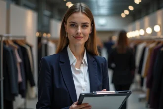 Styliste préparant un défilé de mode avec des mannequins
