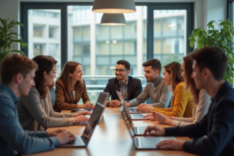 Groupe d'étudiants divers en étude collaborative