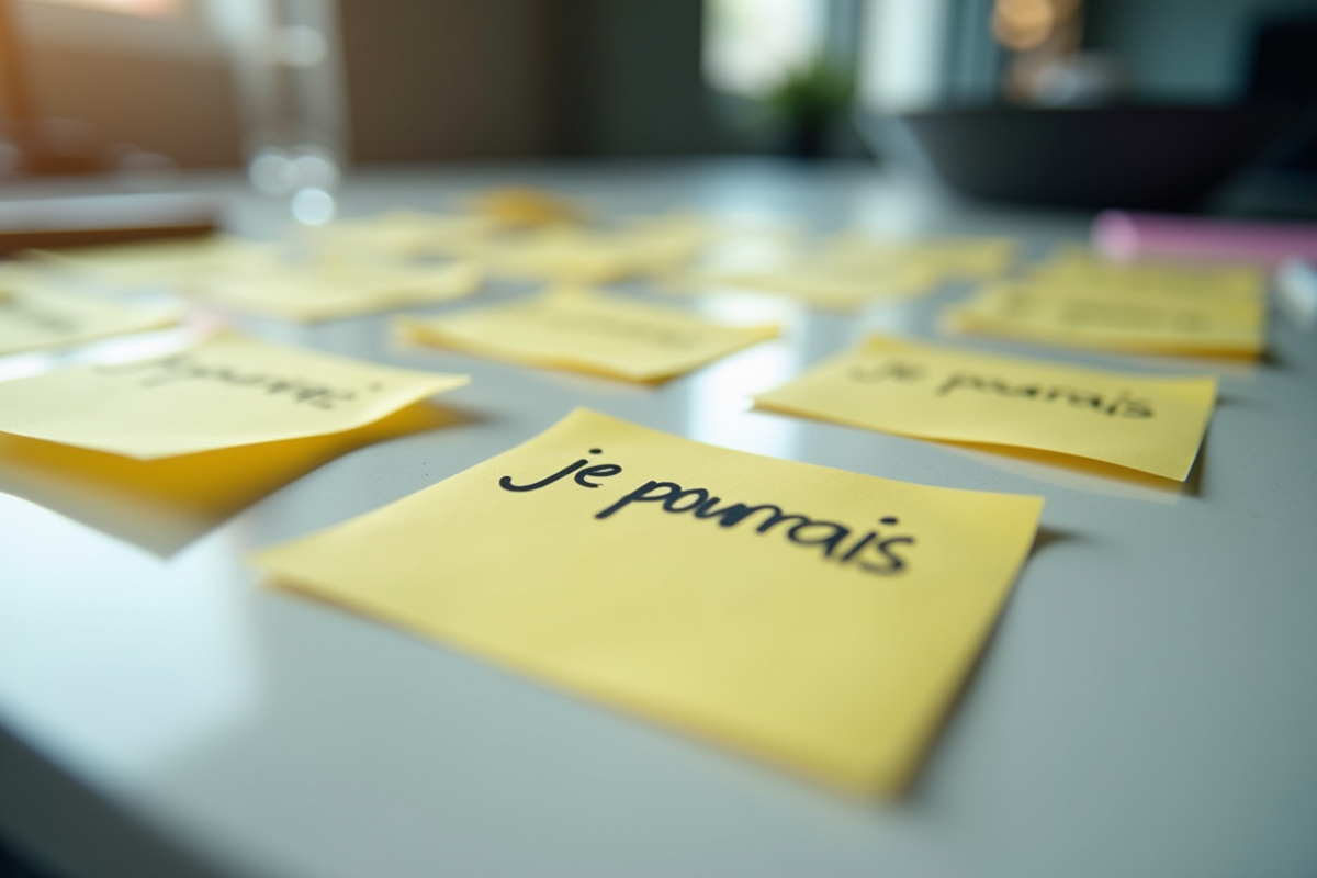 Notes autocollantes avec expressions je pourrais et je pourrai