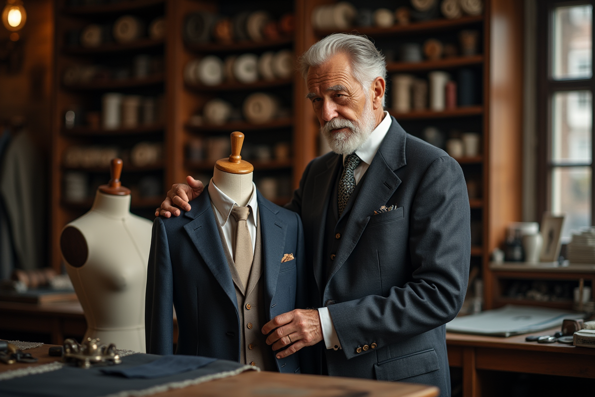 Tailleur âgé dans un atelier de couture vintage