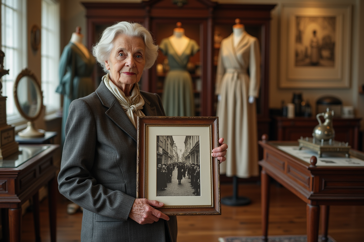 Femme âgée élégante dans une boutique de mode vintage